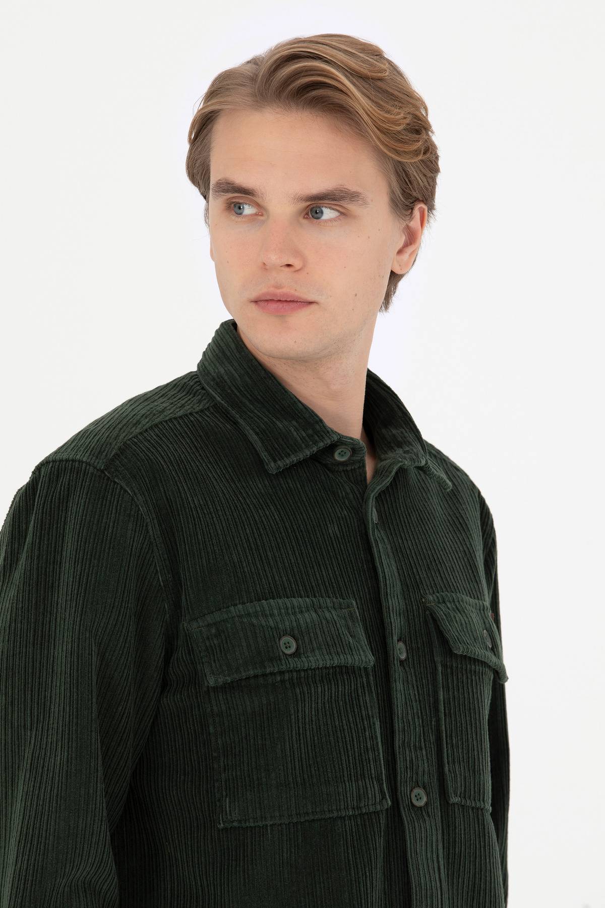 پیراهن آستین بلند مردانه سبز 50272723-VR054