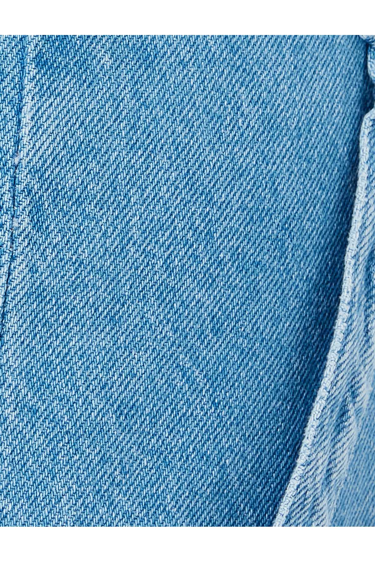 شلوار جین کمر کم با جزئیات جیب - شلوار جین گشاد