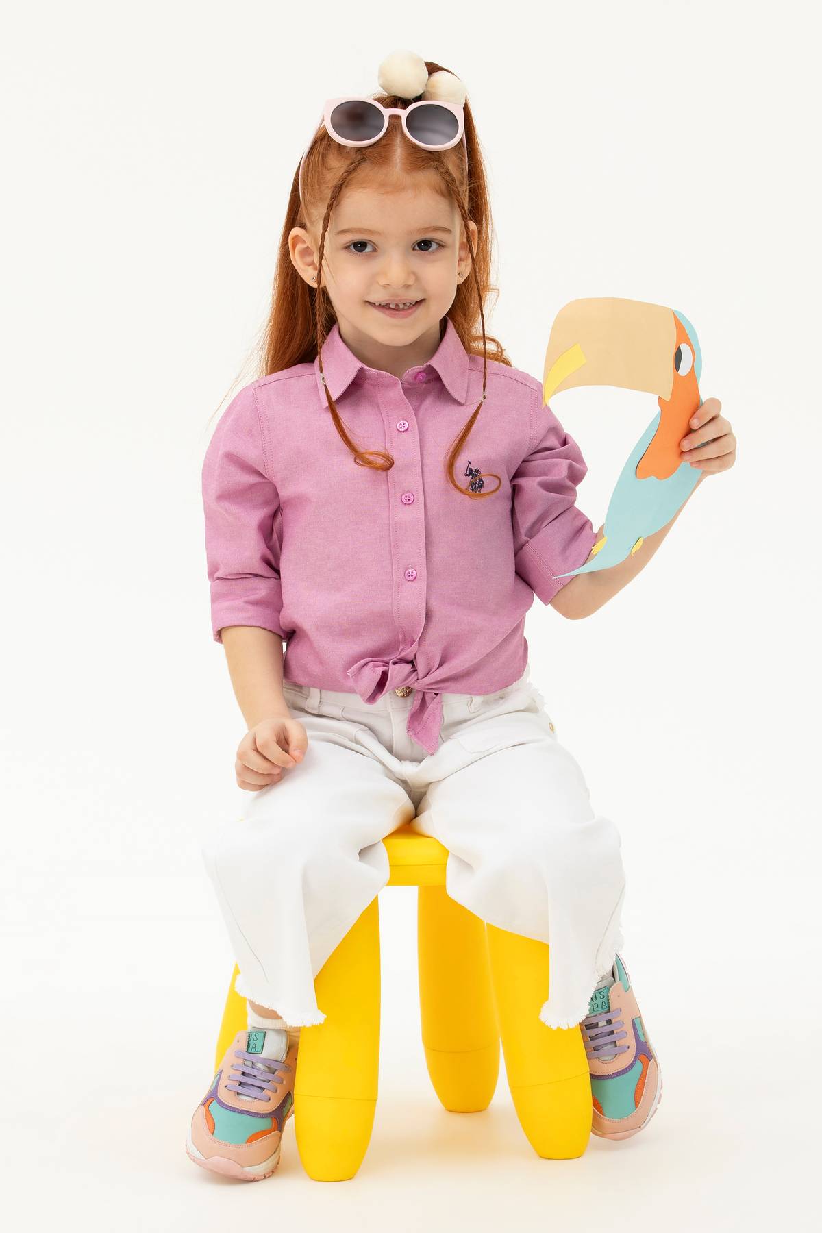 پیراهن آستین بلند دخترانه بنفش 50289206-VR037