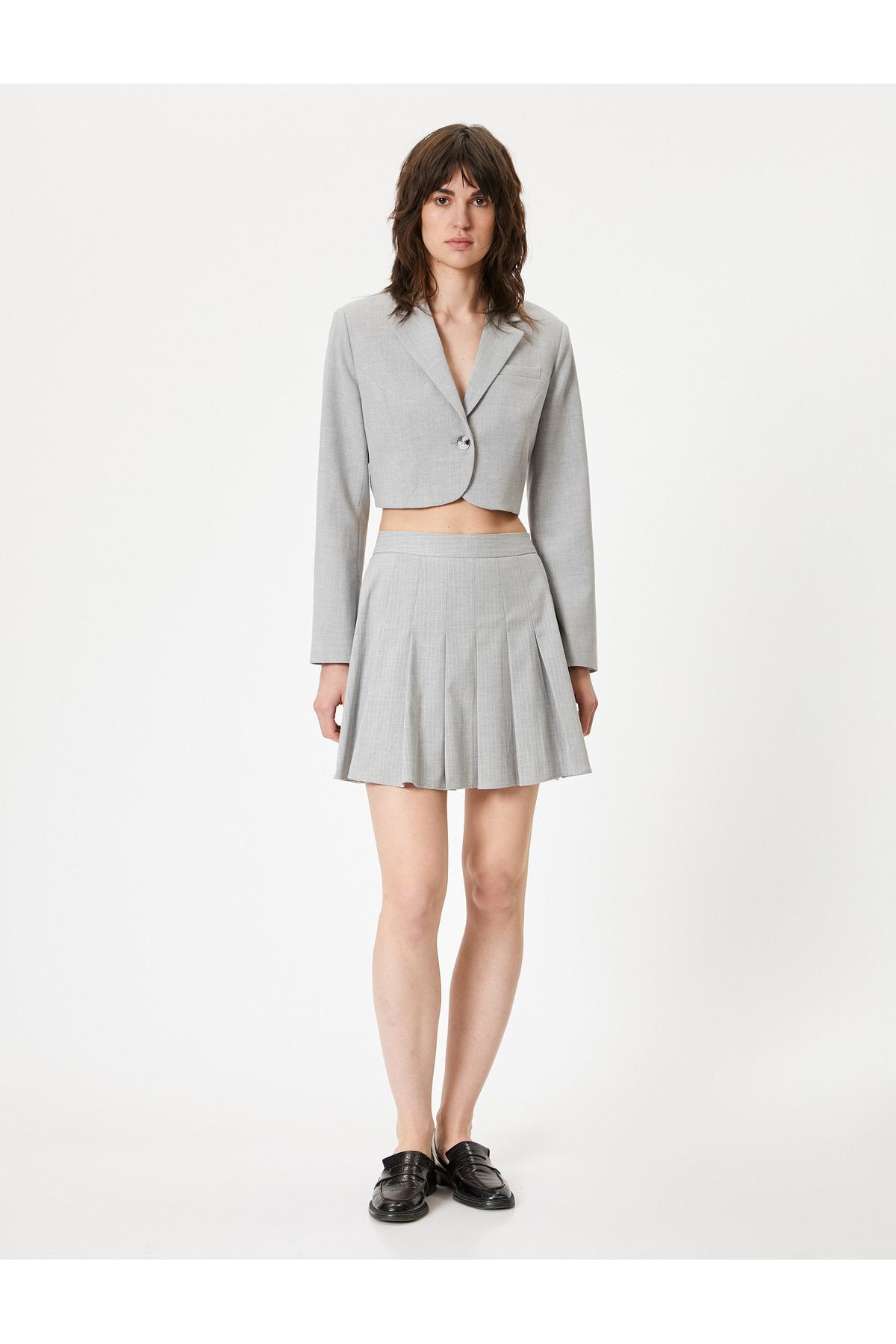 دامن مینی چین دار ضخیم با زیپ