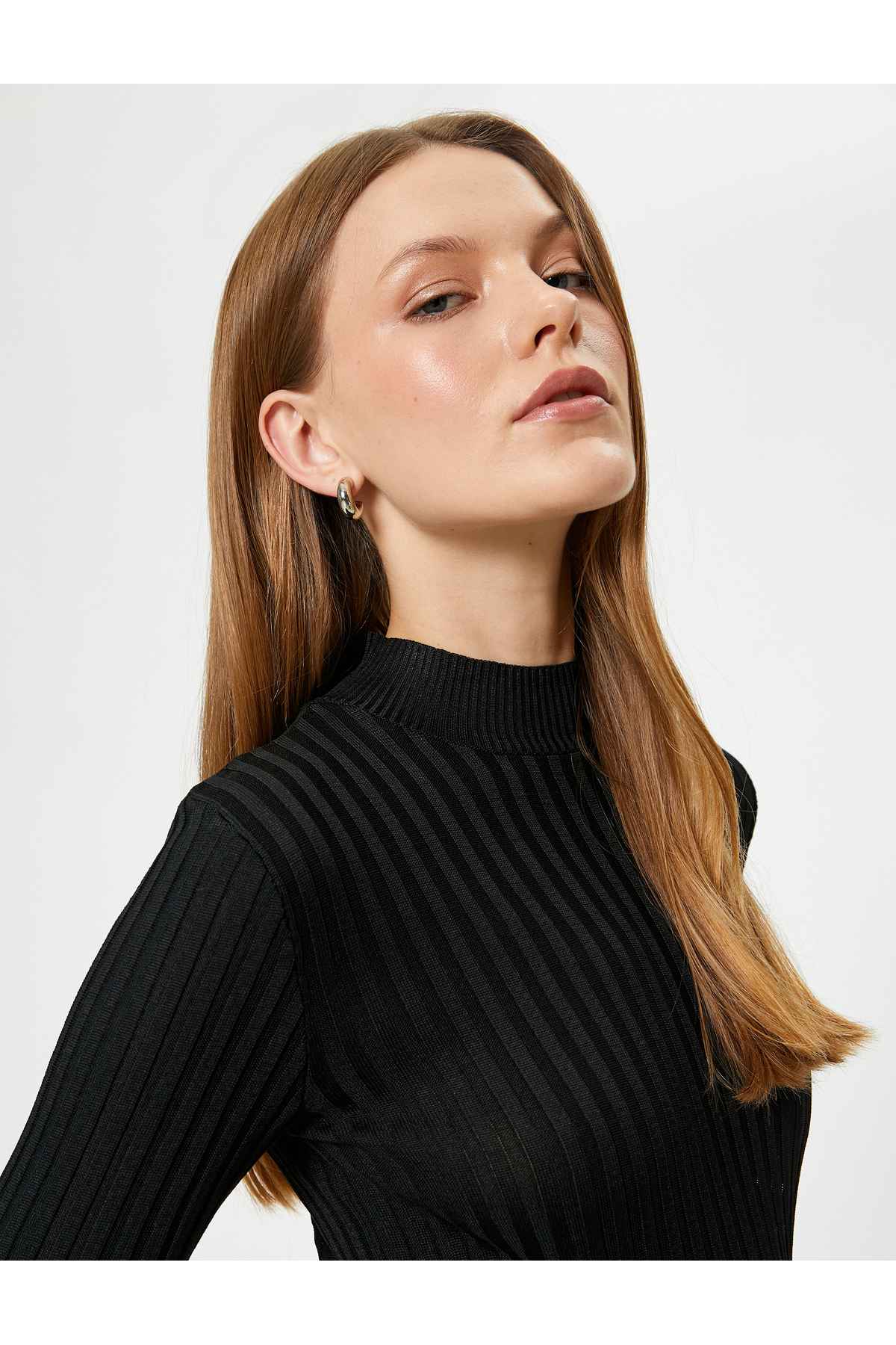 ژاکت بافتنی یقه بلند آستین بلند باریک