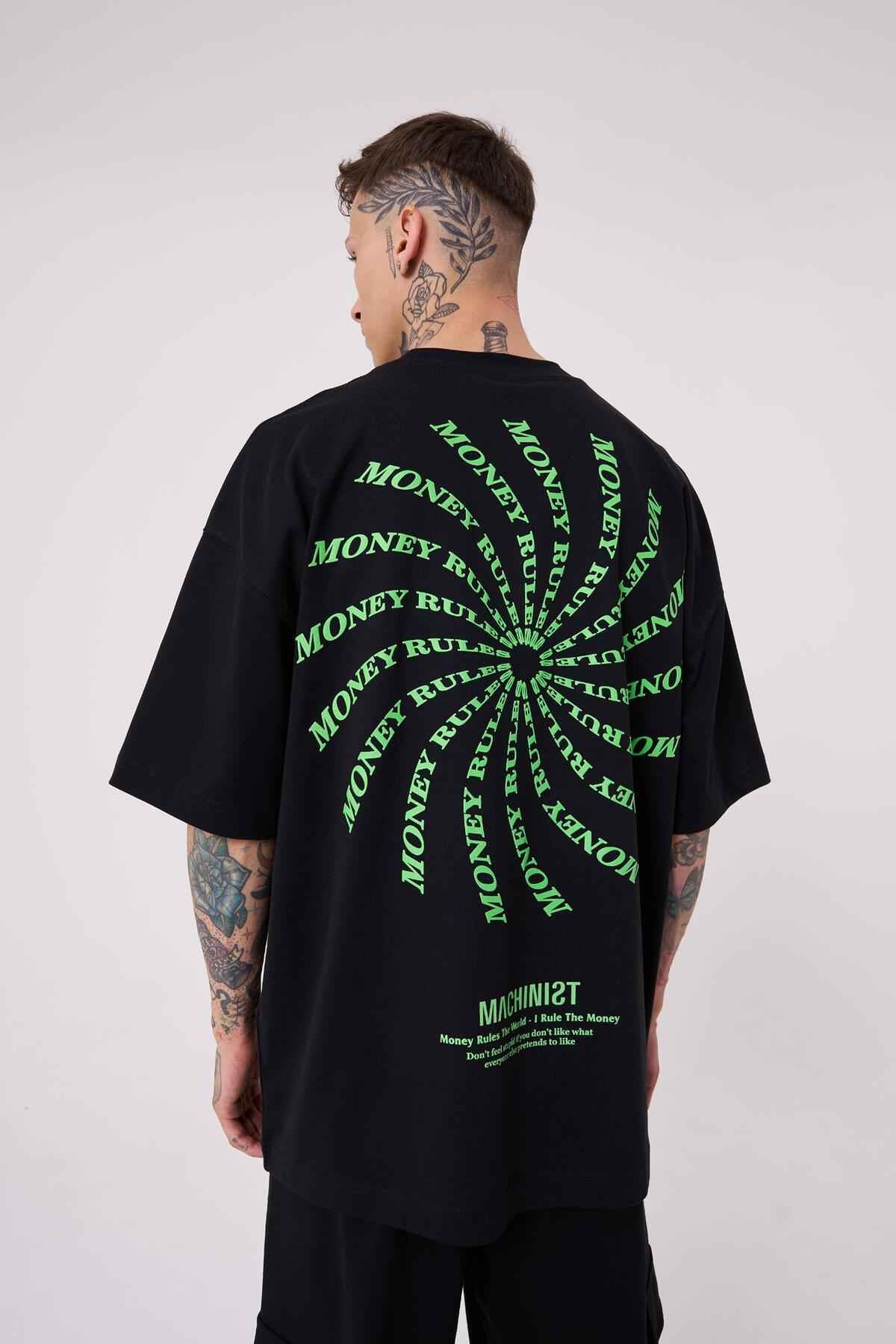 تیشرت مردانه نقش پولی چاپ شده سایز بزرگ سبز روشن