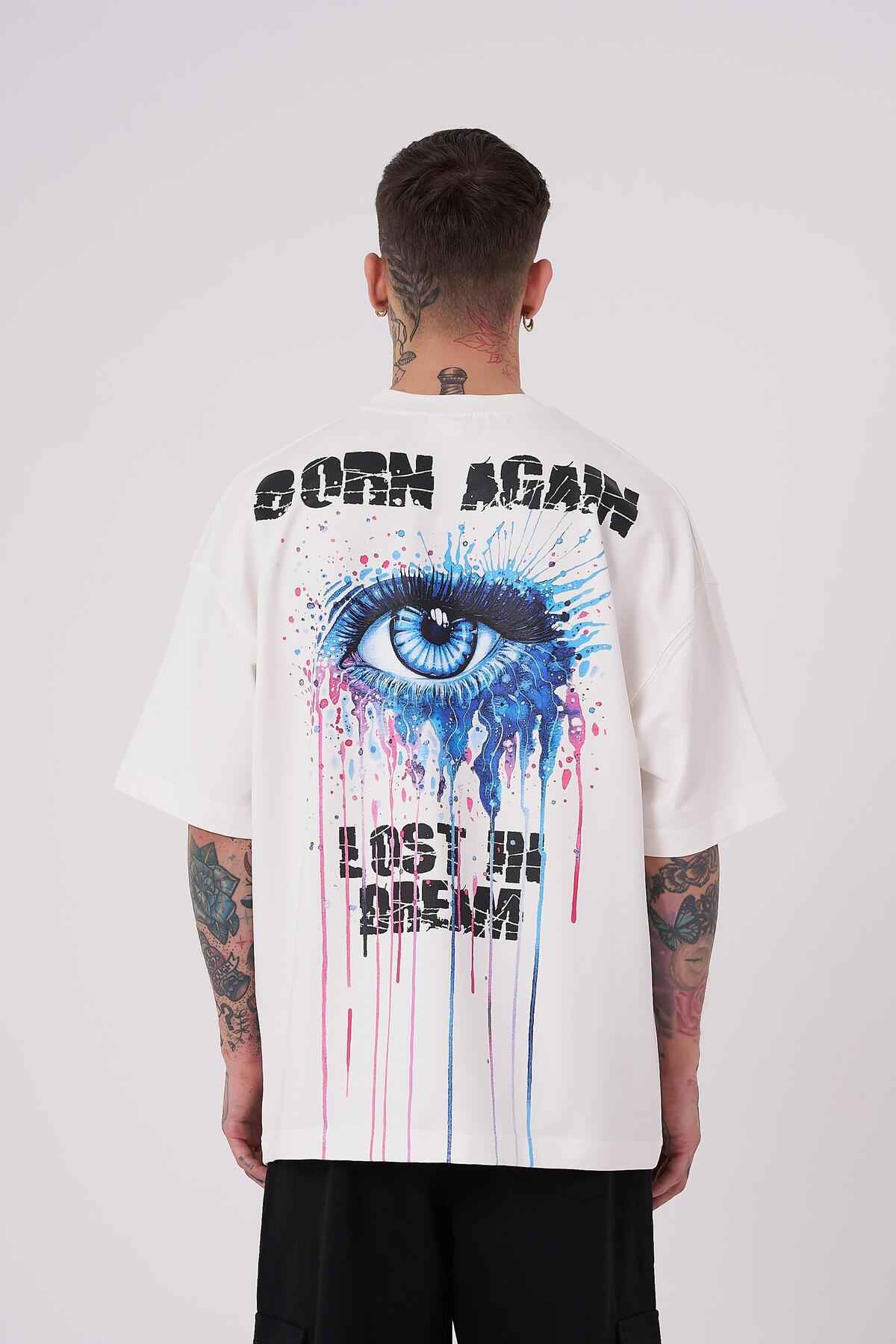 تیشرت مردانه طوسی با چاپ بزرگ Lost in Dream