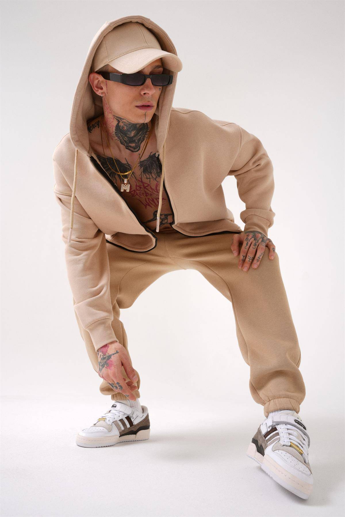 سویشرت ساده زیپ دار جیب دار یاسی یخی