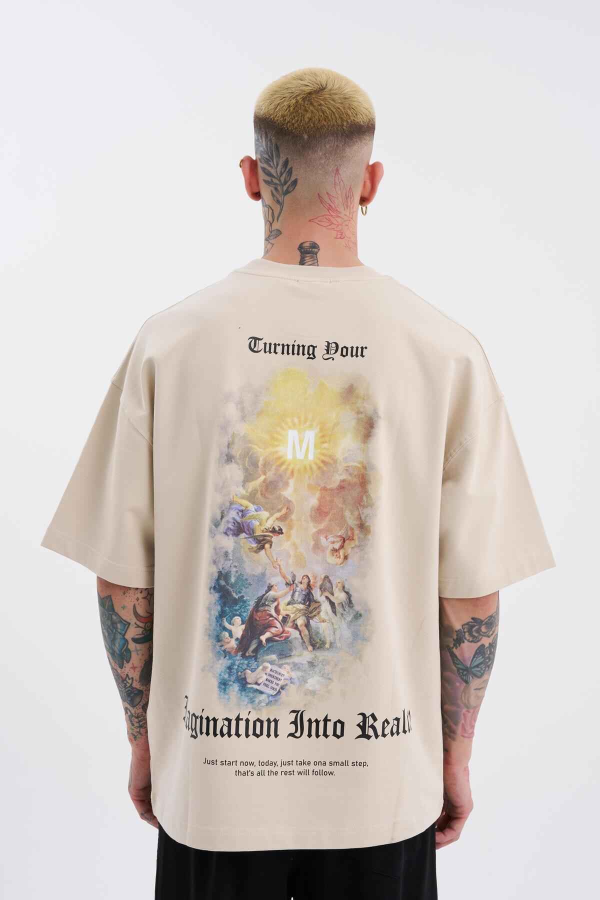 تیشرت آبی سایز بزرگ چاپ شده مردانه که تصور شما را برمی انگیزند