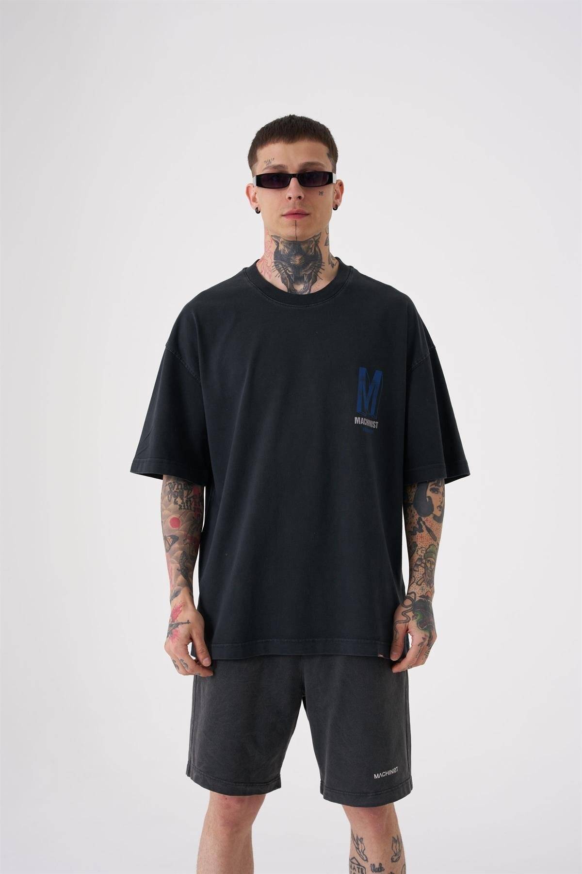 تیشرت پرینت شسته ONENINE87 ASP-BLUE