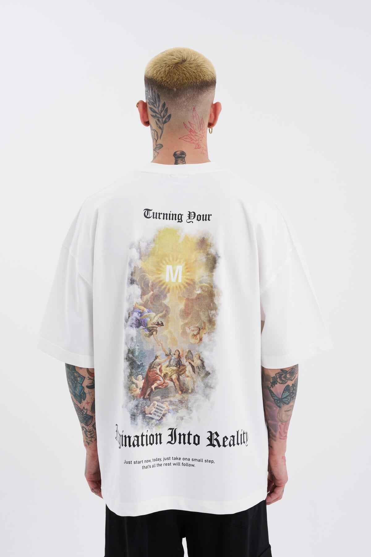 تیشرت آبی سایز بزرگ چاپ شده مردانه که تصور شما را برمی انگیزند