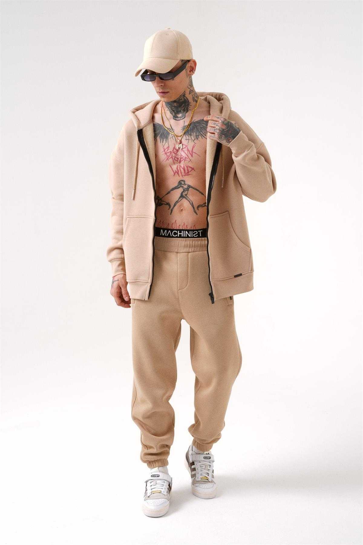 سویشرت ساده زیپ دار جیب دار یاسی یخی