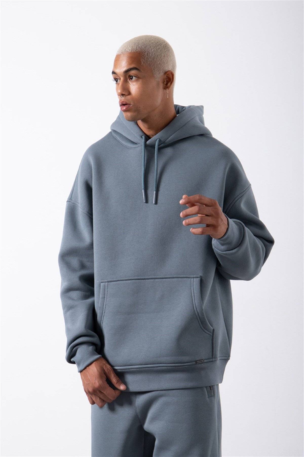 سویشرت جیبی سایز بزرگ یاسی یخی