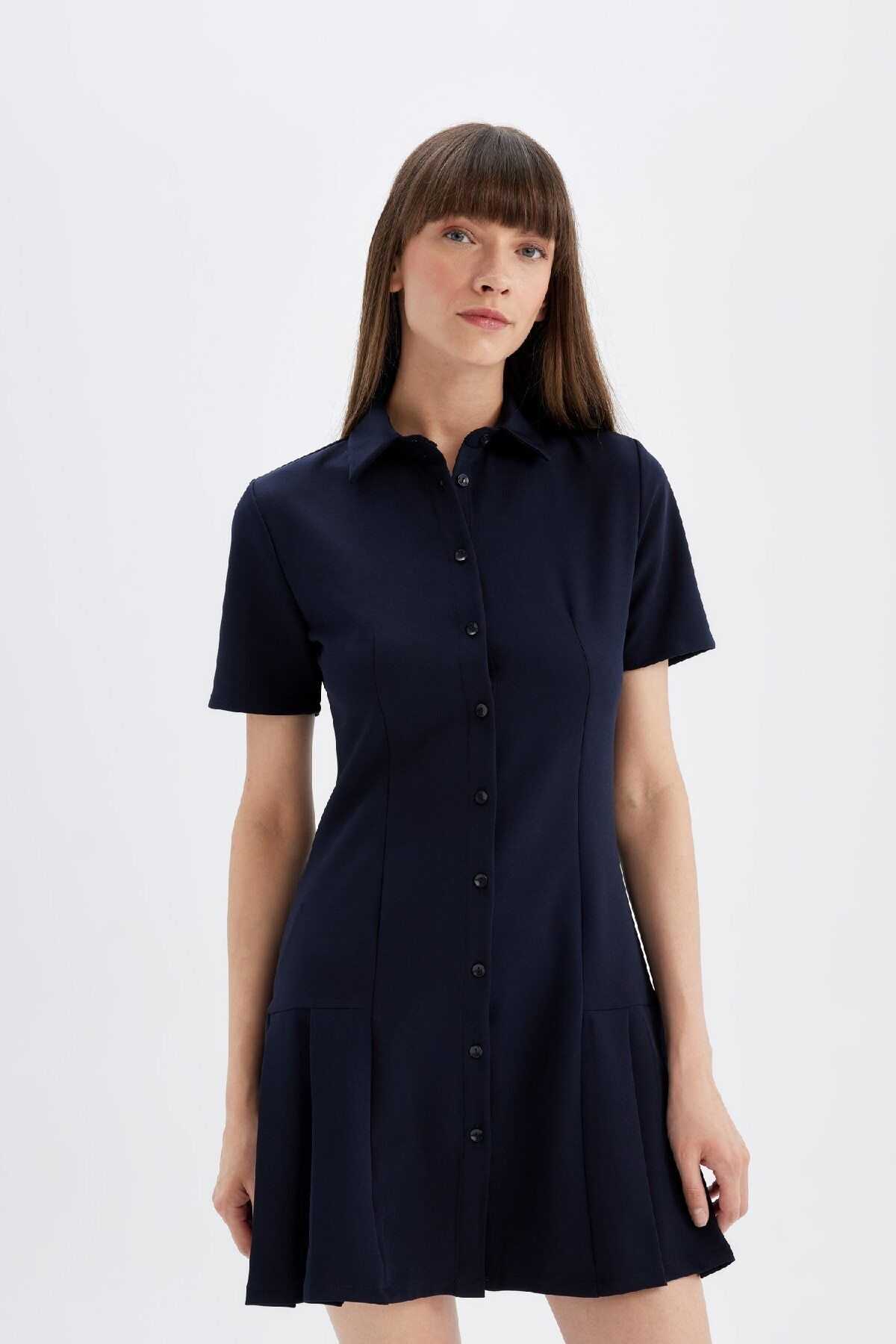 لباس کوتاه آستین کوتاه یقه پیراهن