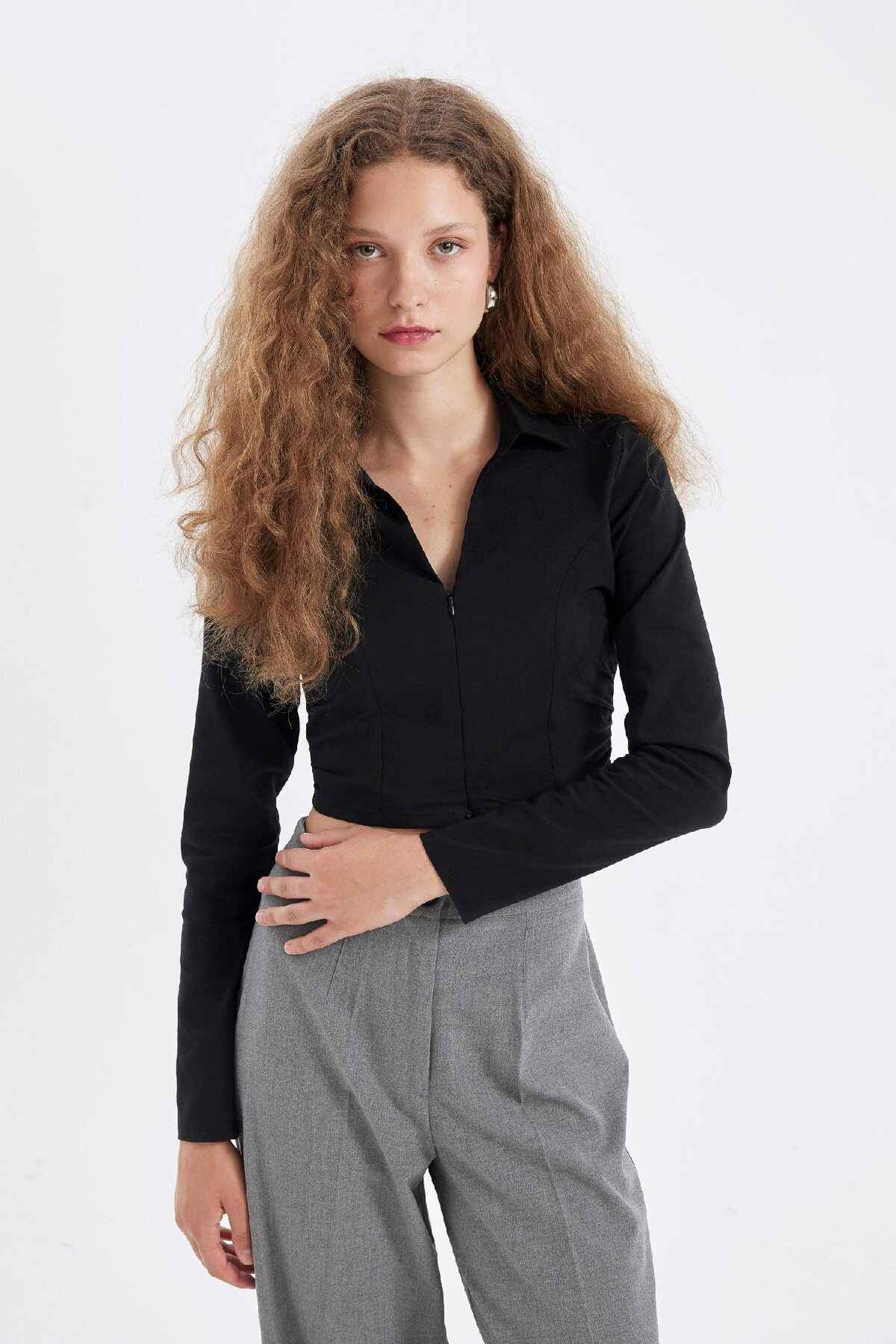 بلوز آستین بلند بنگالی یقه پیراهن مناسب