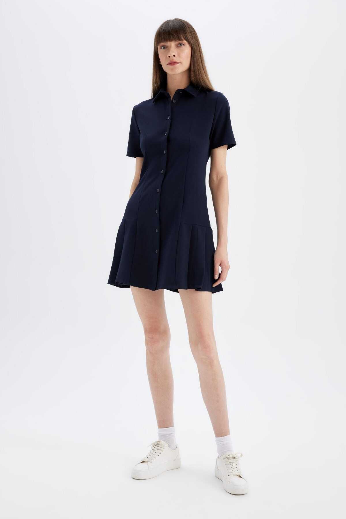 لباس کوتاه آستین کوتاه یقه پیراهن