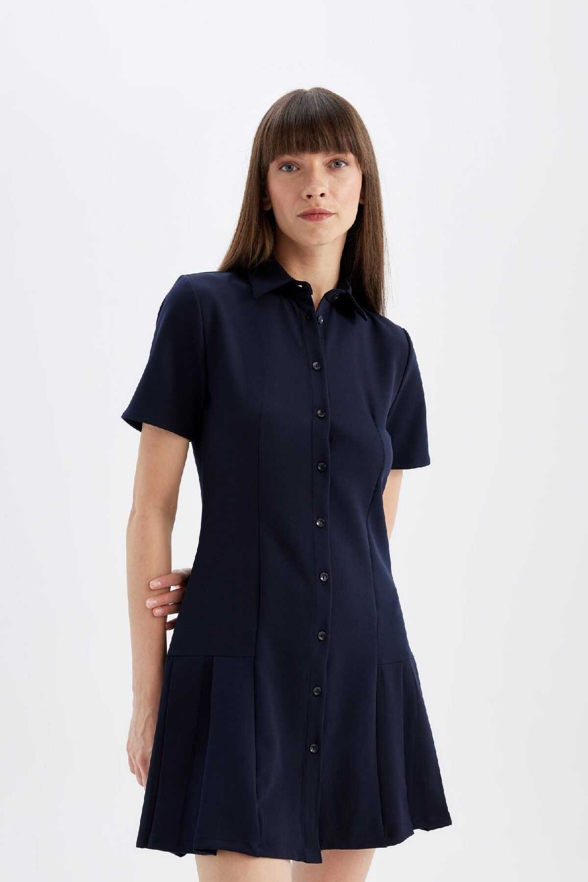 لباس کوتاه آستین کوتاه یقه پیراهن