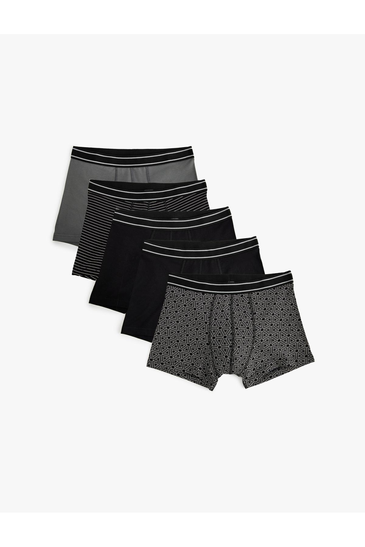 ست 5 تکه باکسر نخی طرح دار هندسی