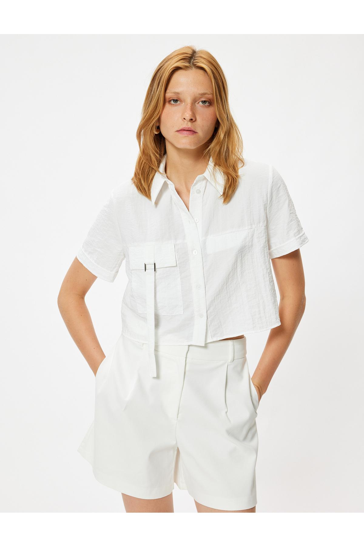 جیب شلوار آستین کوتاه برش بافت با جزئیات