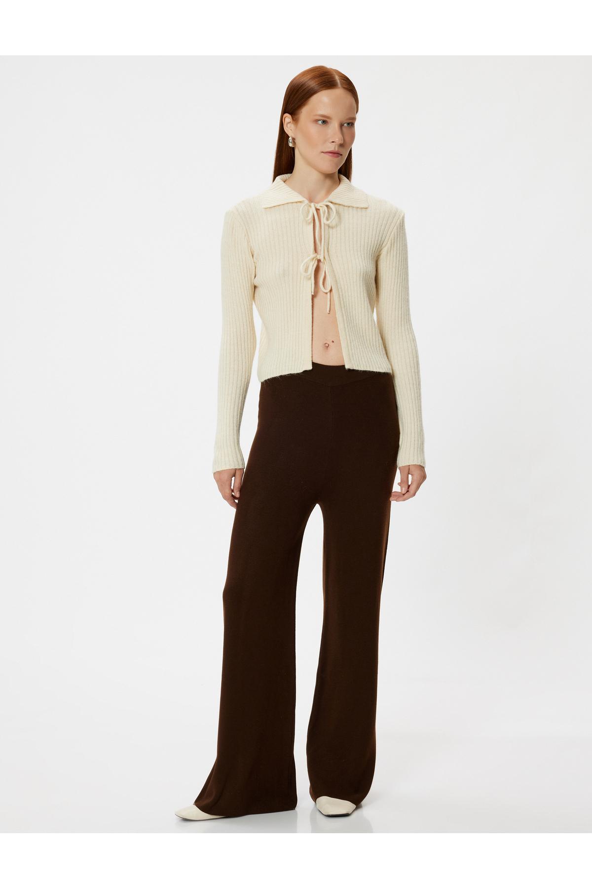 شلوار کشباف Flare Leg کمر استاندارد