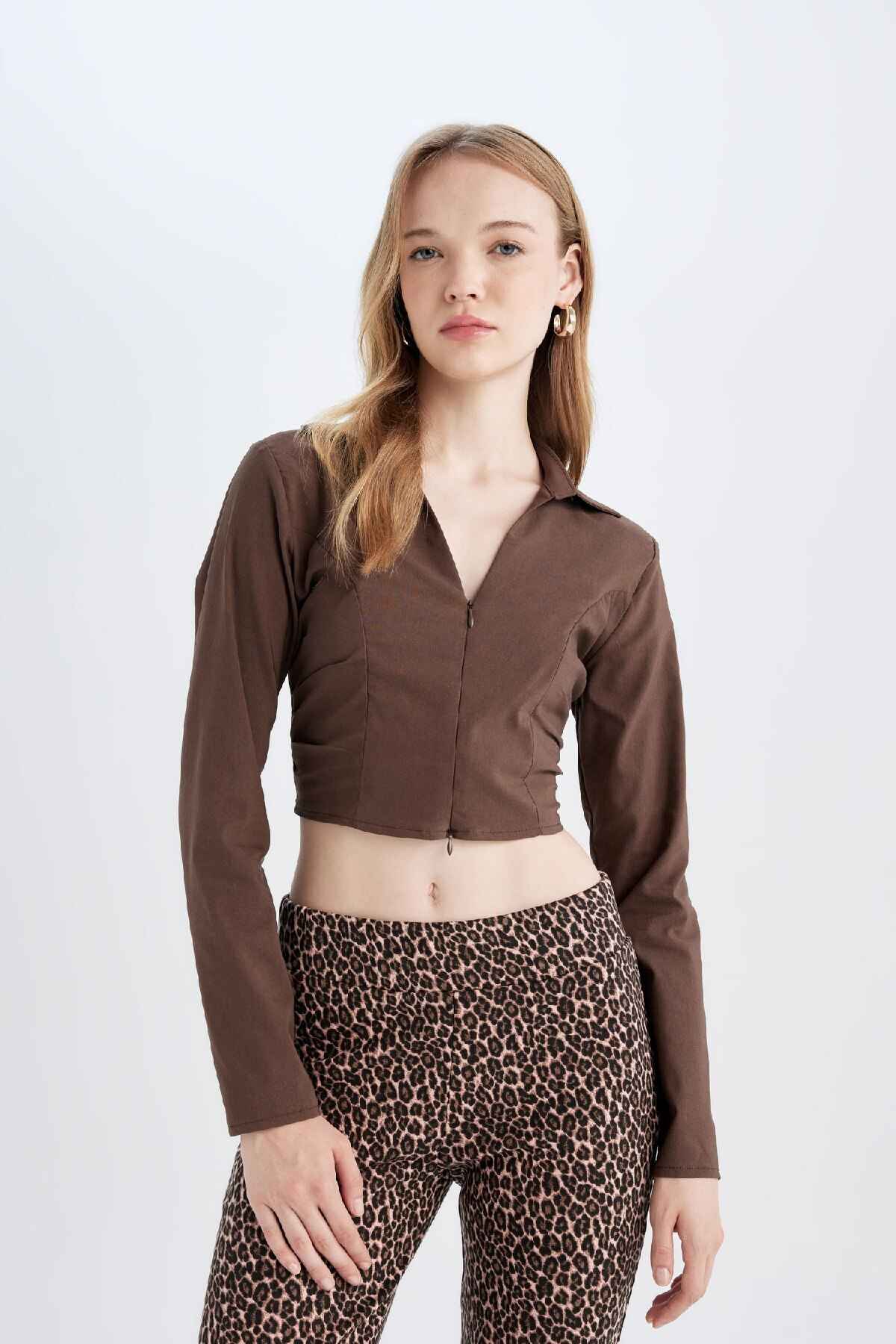 بلوز آستین بلند بنگالی یقه پیراهن مناسب