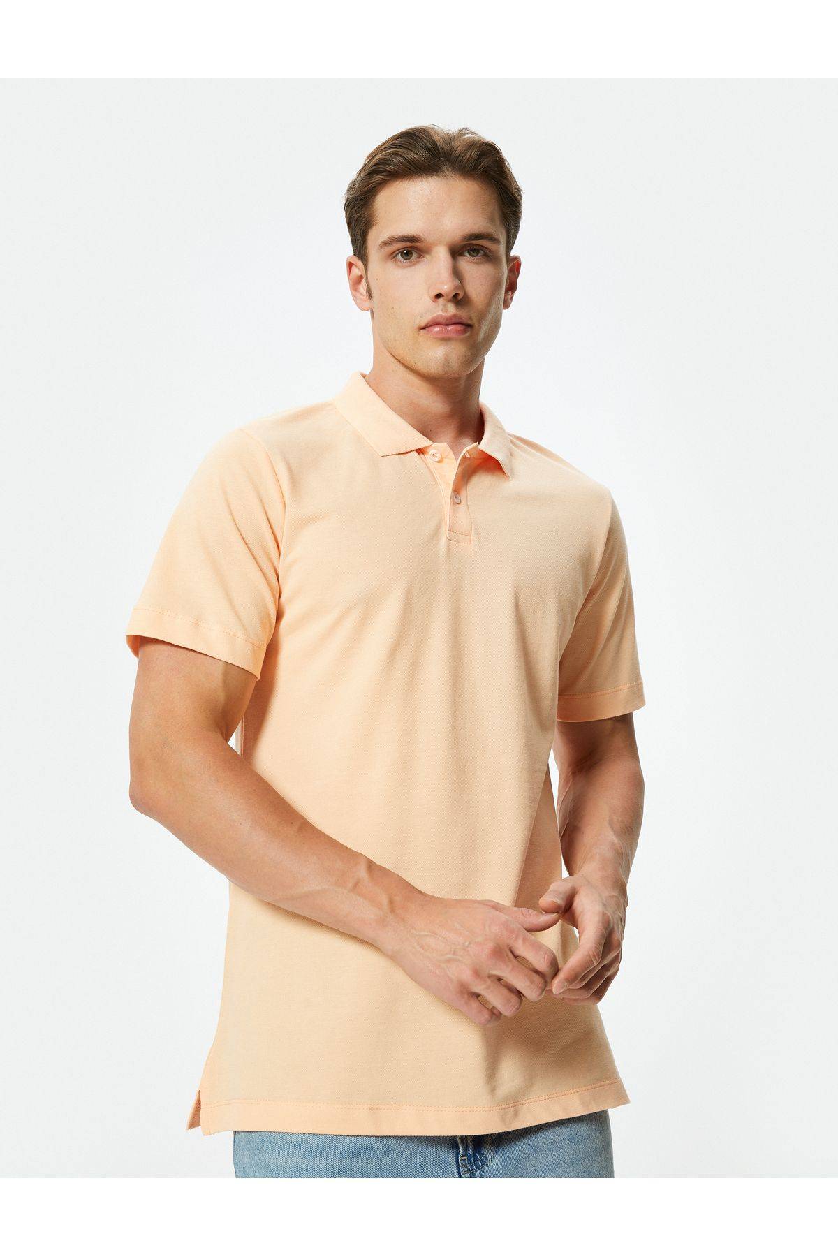 تیشرت اسلیم فیت یقه پولو آستین کوتاه نخی