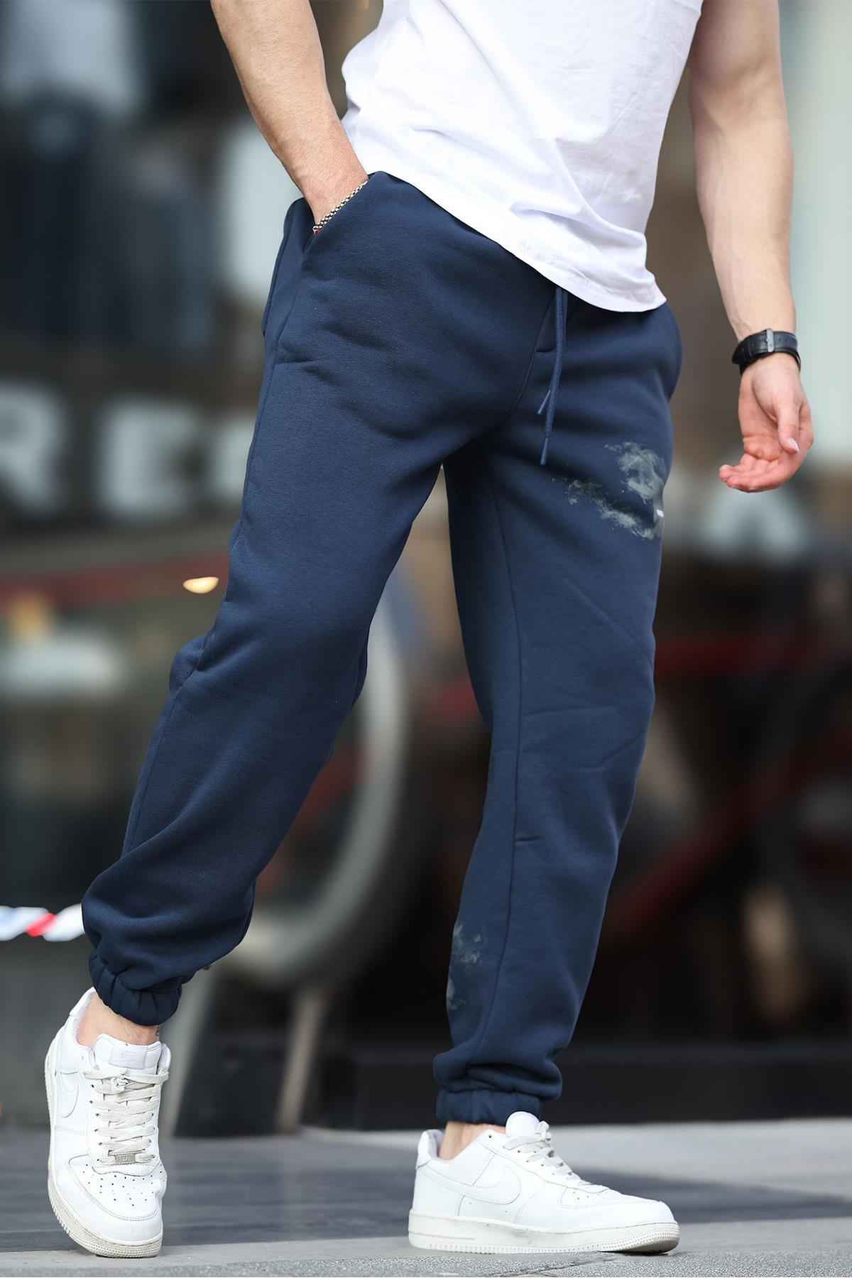 شلوار ورزشی جیبی الاستیک مردانه بژ با چاپ جزئیات