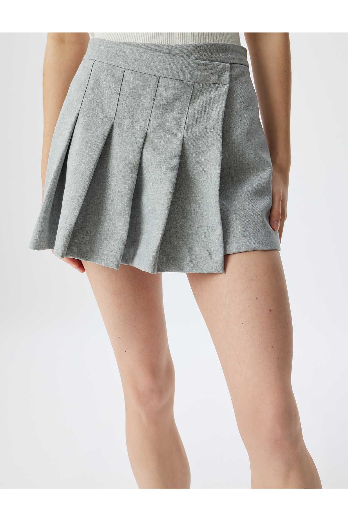 دامن کوتاه چین دار استاندارد کمری