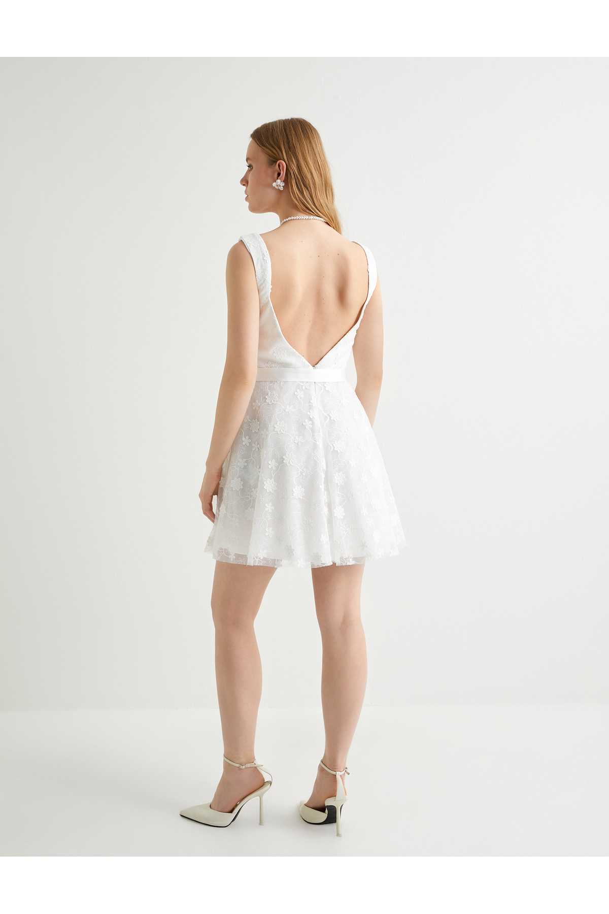 مینی لباس عروس لباس عروس توری کرکی دامن کرکی پشت کم کم تعظیم