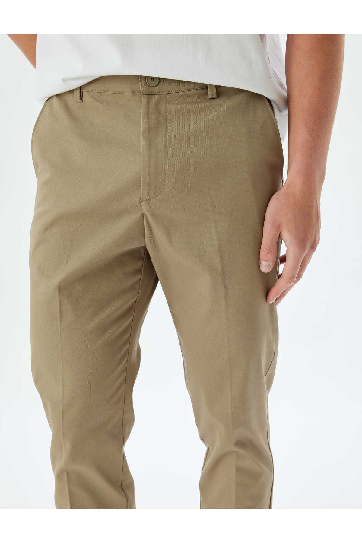 شلوار چینو با جیب باریک، پنبه ای