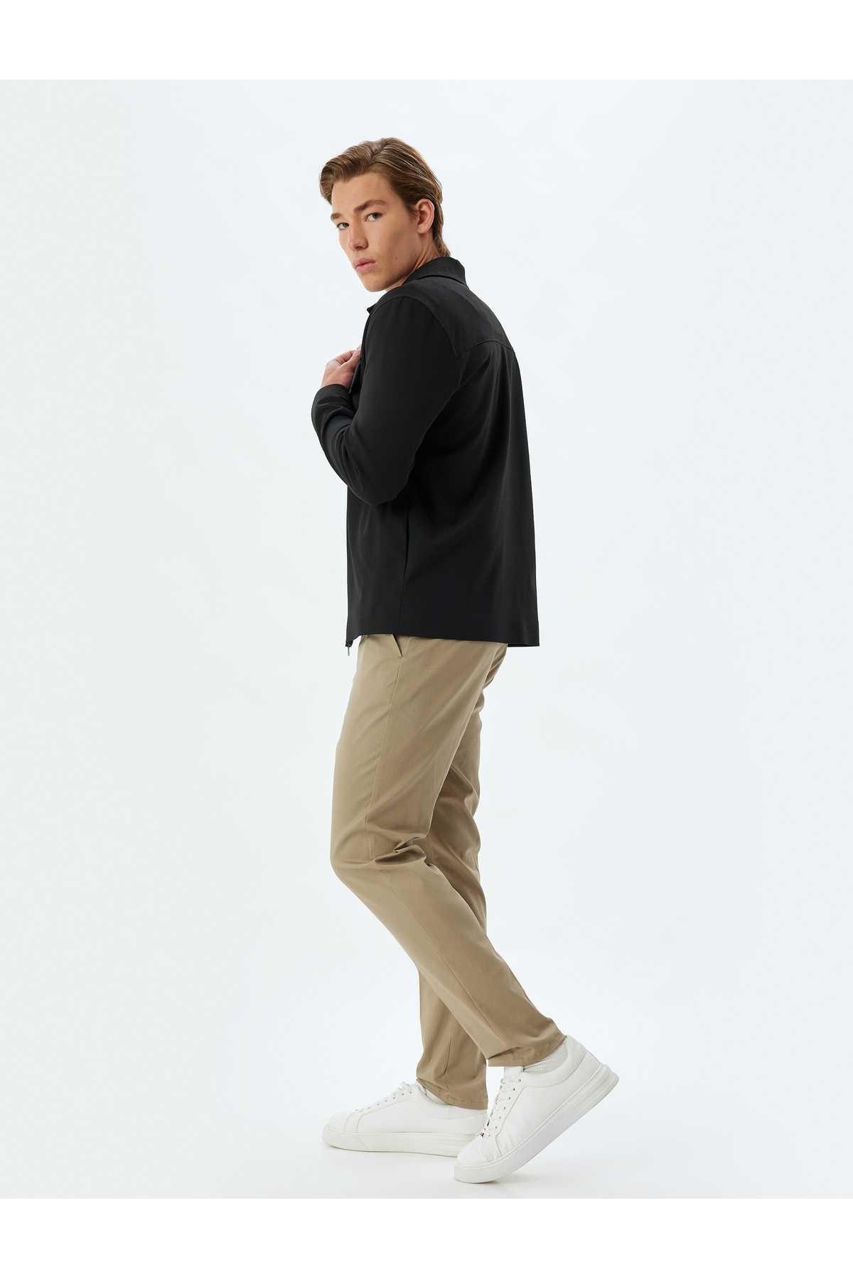 شلوار چینو با جیب باریک، پنبه ای