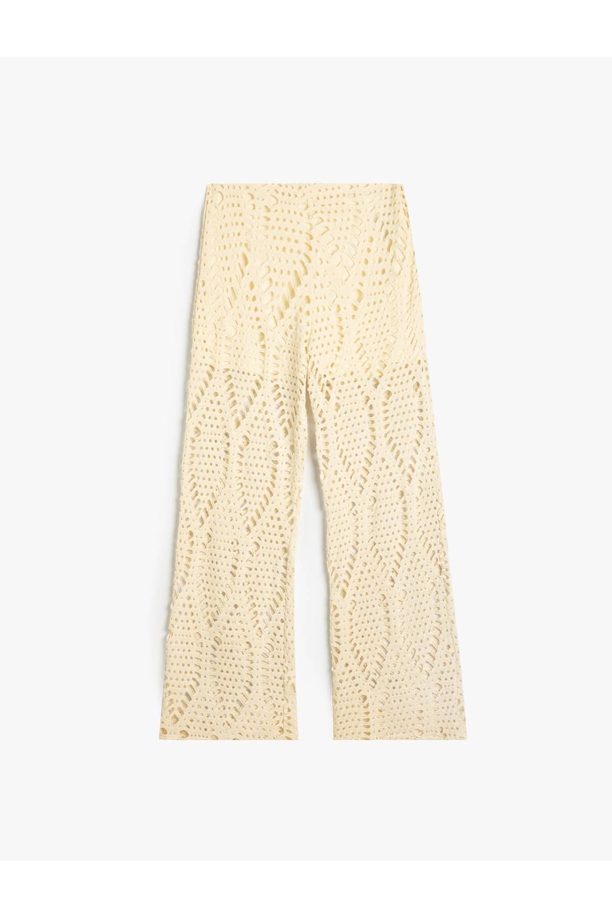 X Melis Ağazat - شلوار قلاببافی با پاچه پهن