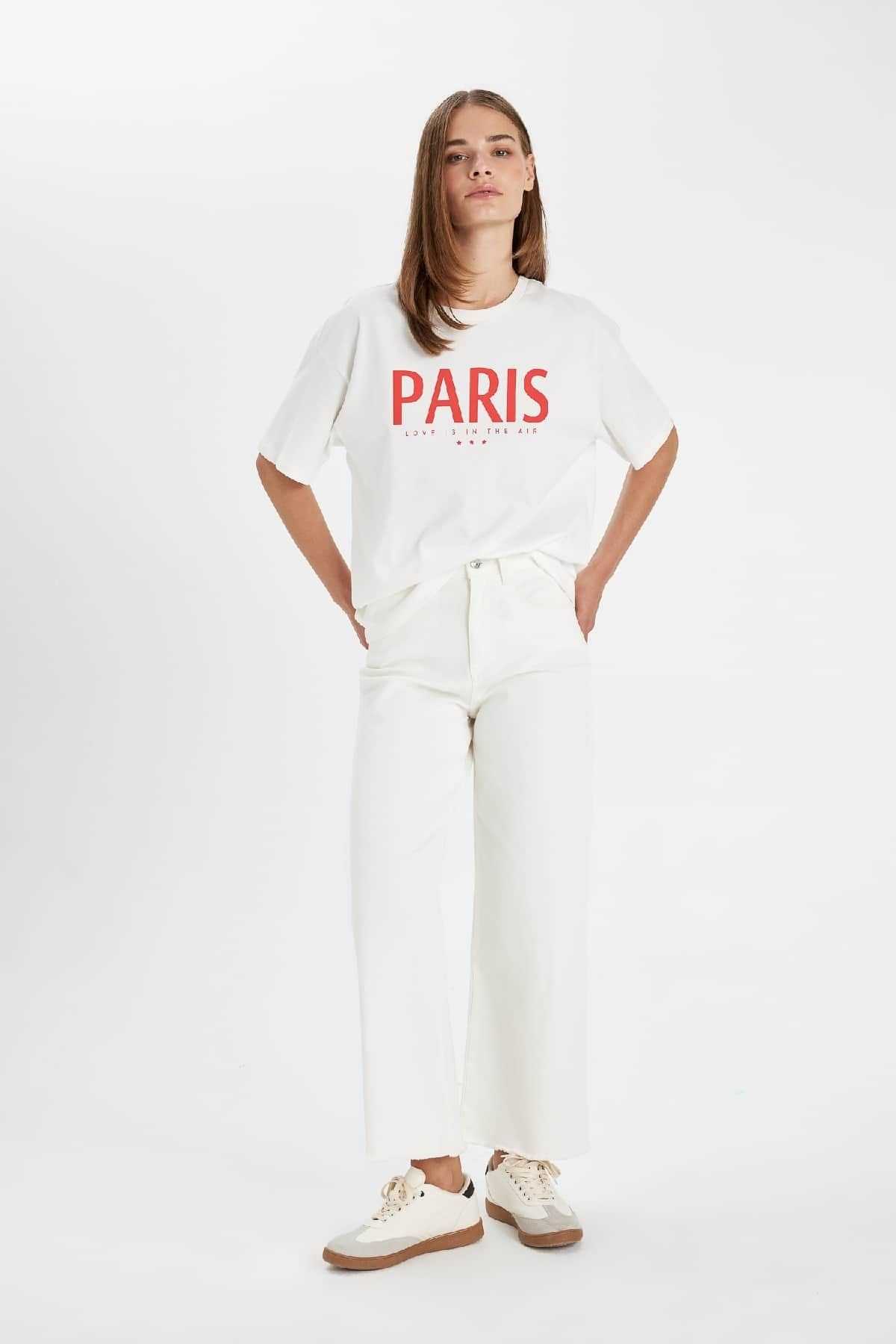 شلوار Culotte Gabardine کمر بلند پایه ساده جیب گشاد ساق C7535ax24au