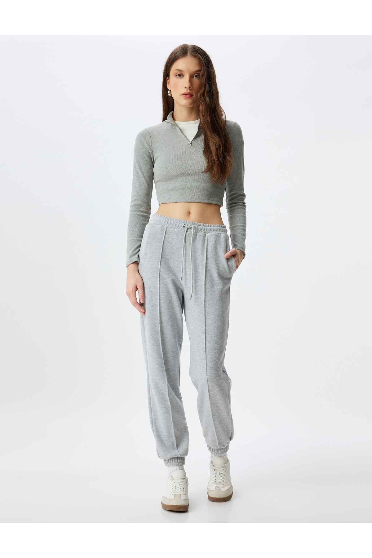 شلوار ورزشی جوگر با جیب آجدار کمر بسته