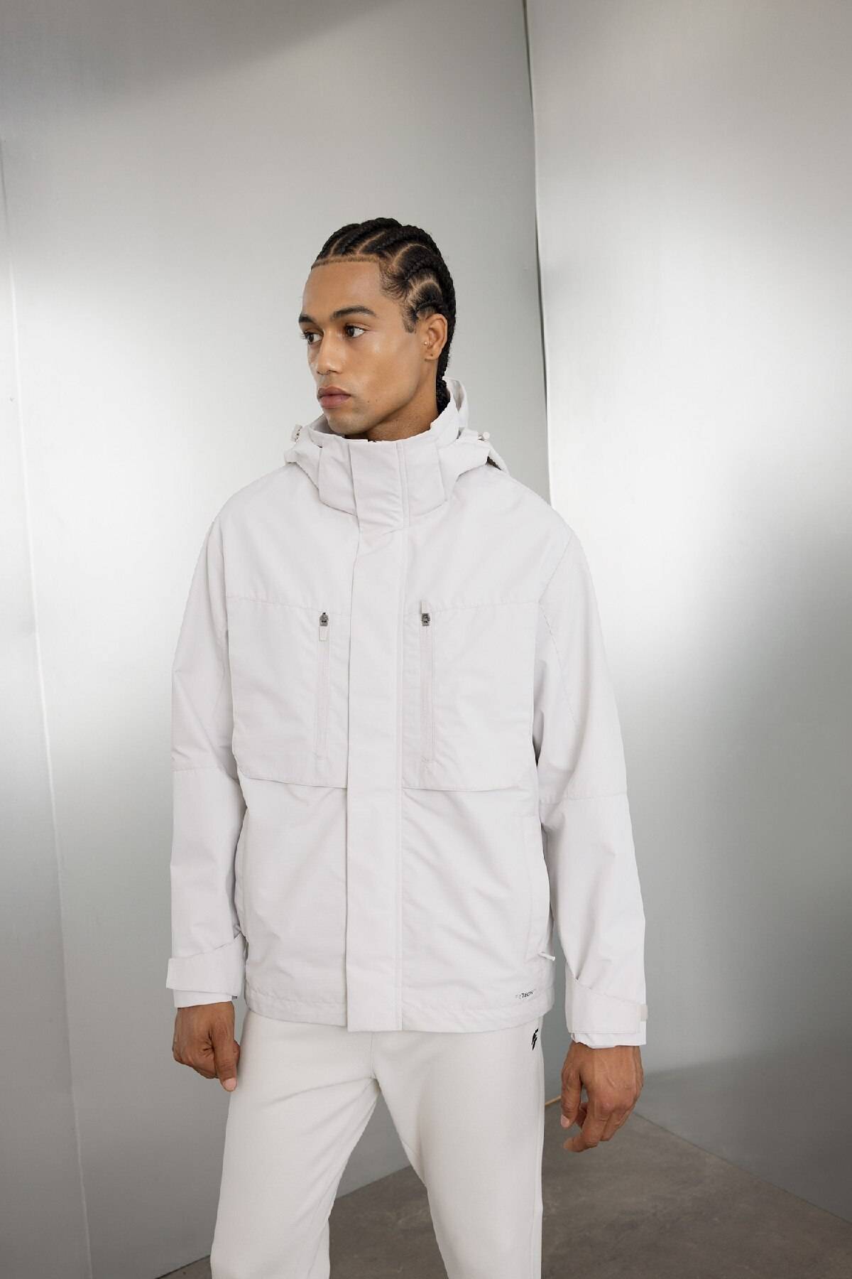 کت ضد باد کلاهدار ضد باد جیب زیپ دار یقه ایستاده Fit C6050ax24au