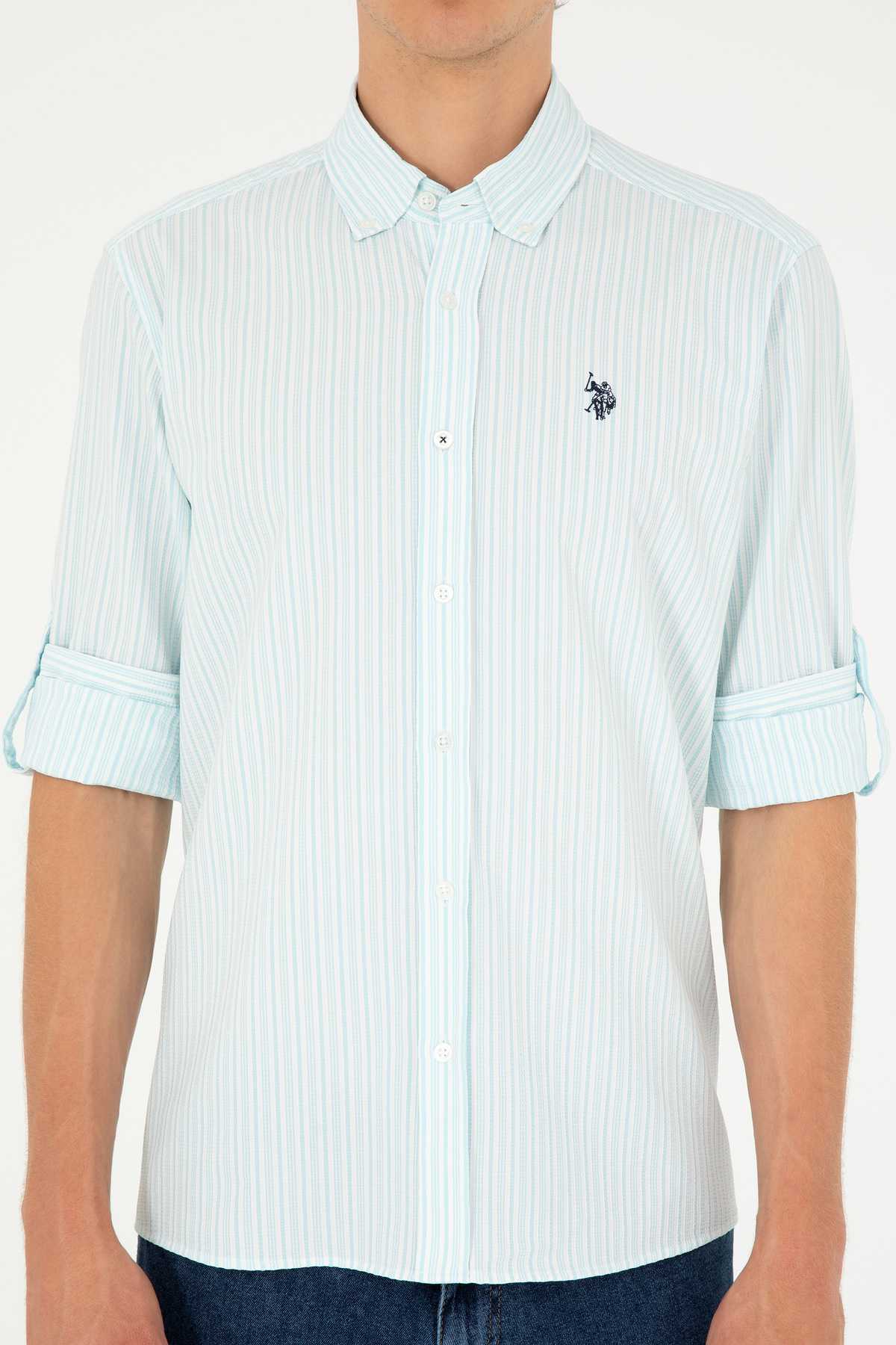 پیراهن آستین بلند مردانه آبی آبی 50288675-VR083