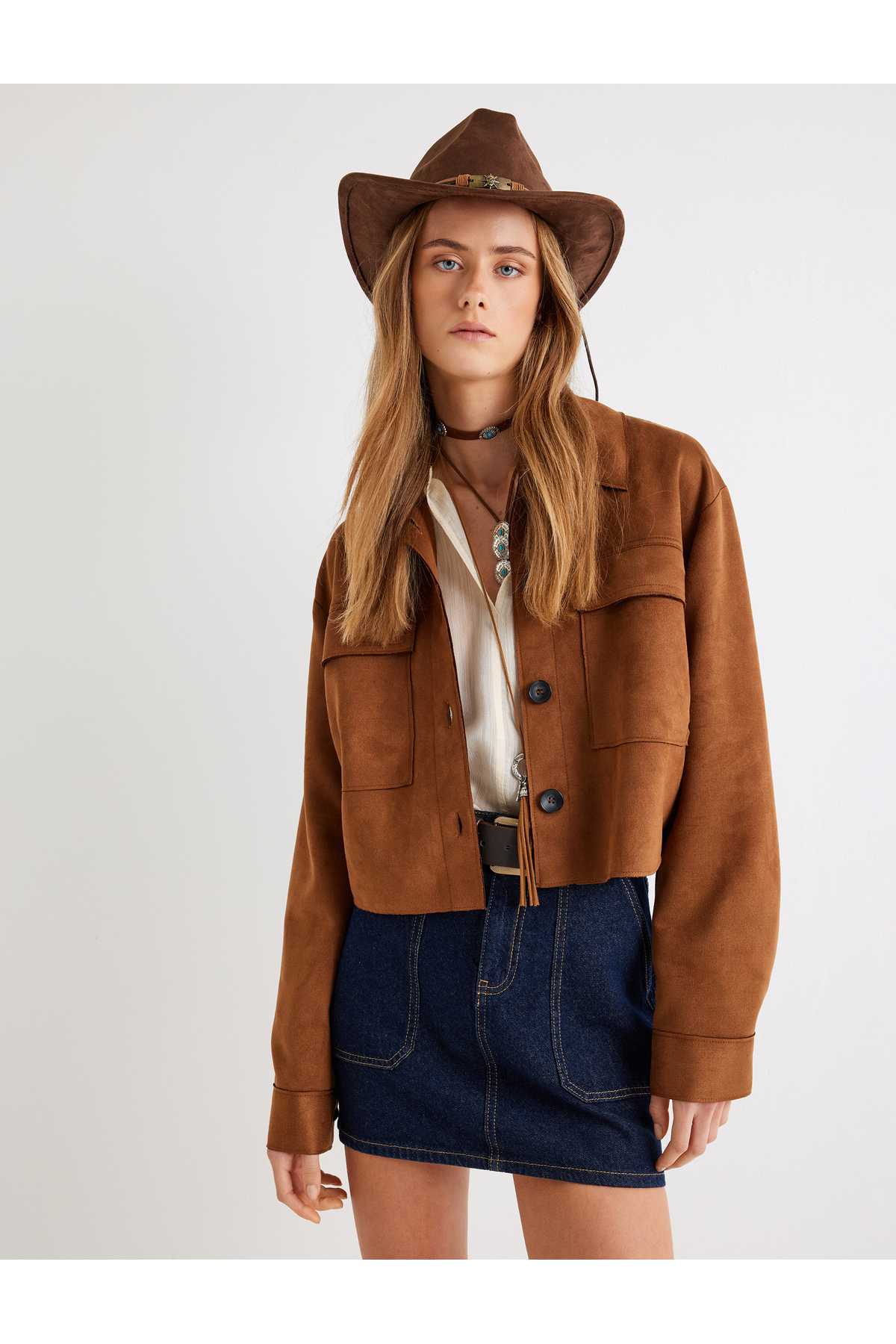 کت زنانه قهوه ای روشن