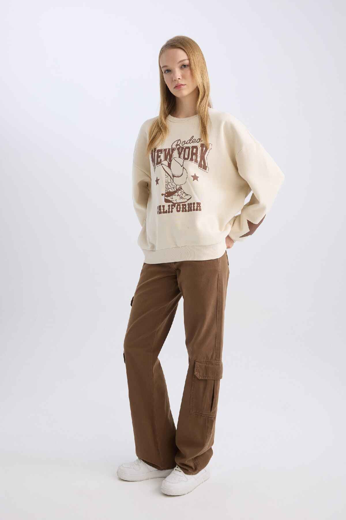 شلوار گاباردین کمری معمولی Afra X Straight Fit Cargo Ginger D3762ax24au