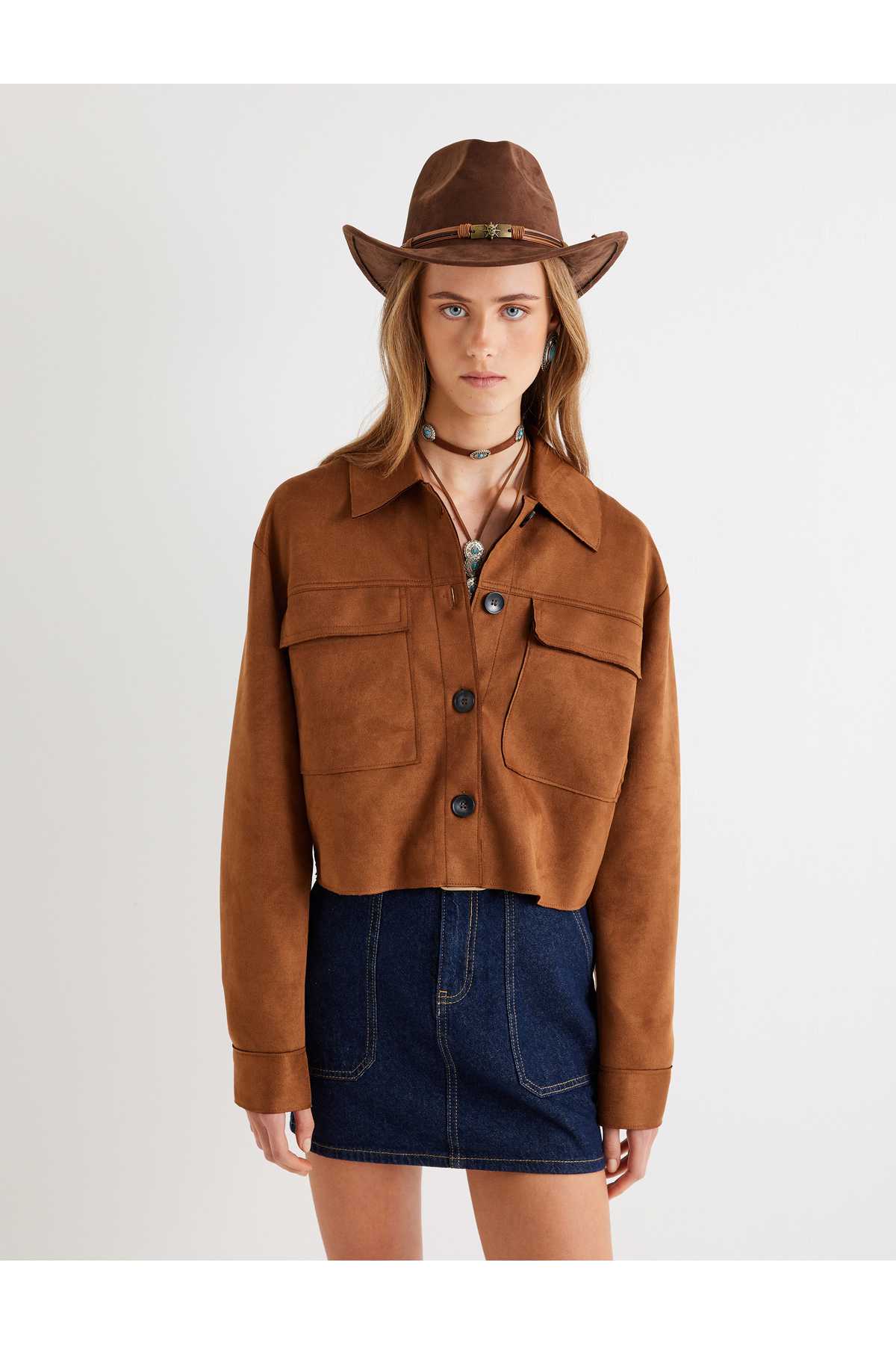 کت زنانه قهوه ای روشن