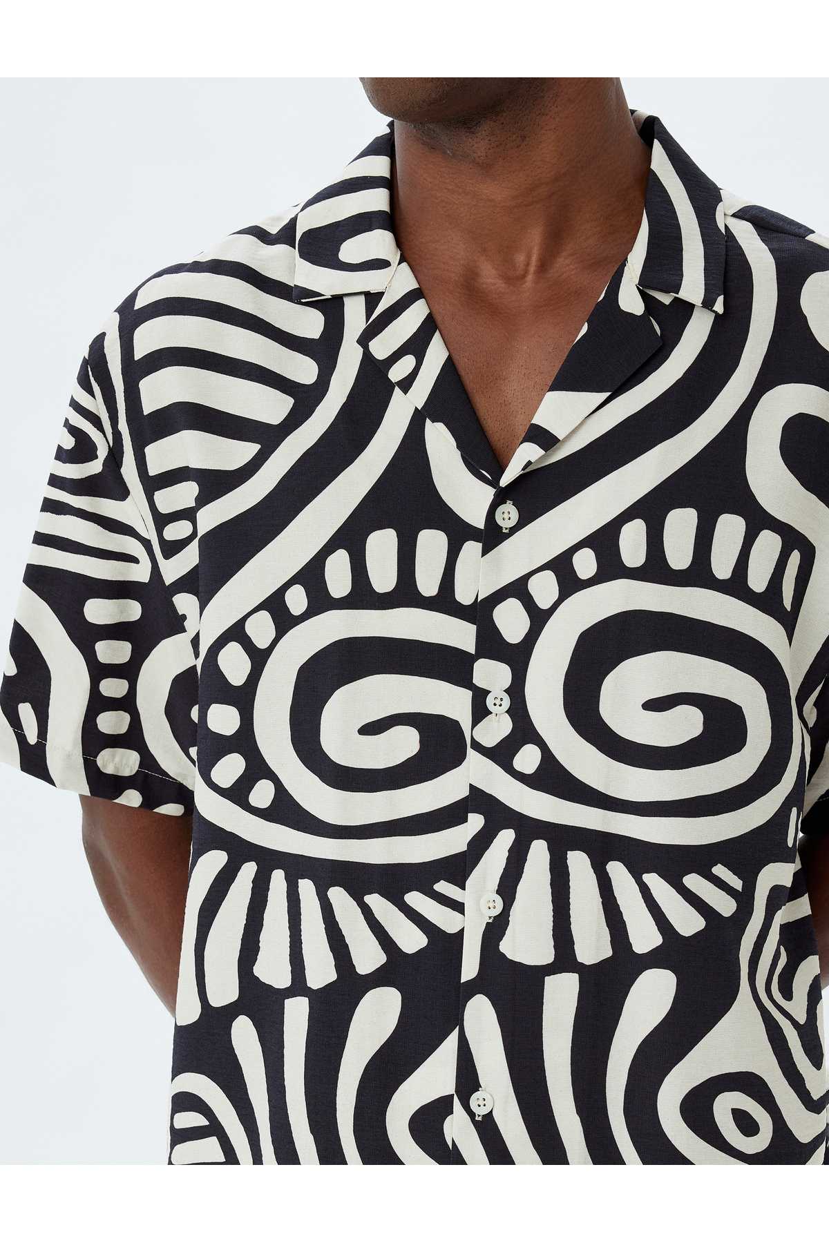 پیراهن آستین کوتاه ویسکوز طرح دار