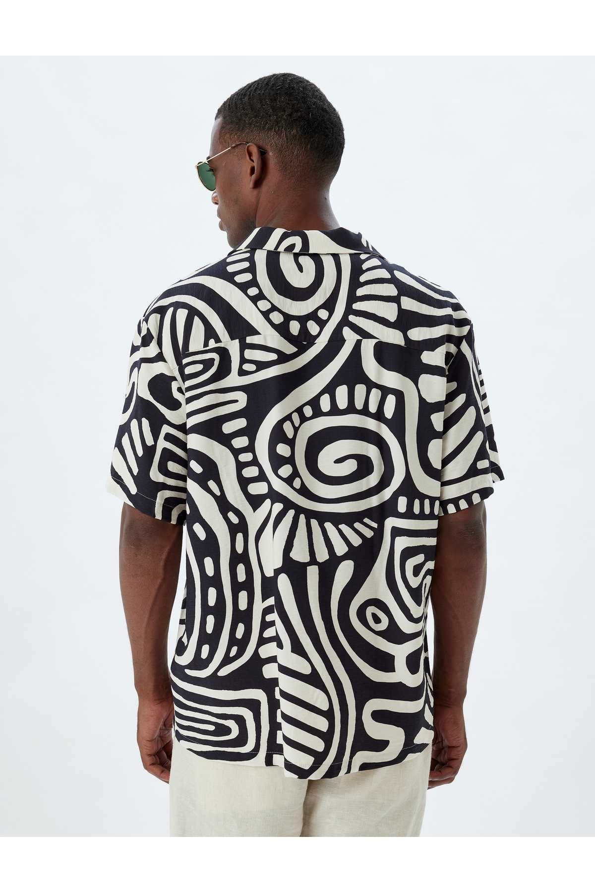 پیراهن آستین کوتاه ویسکوز طرح دار