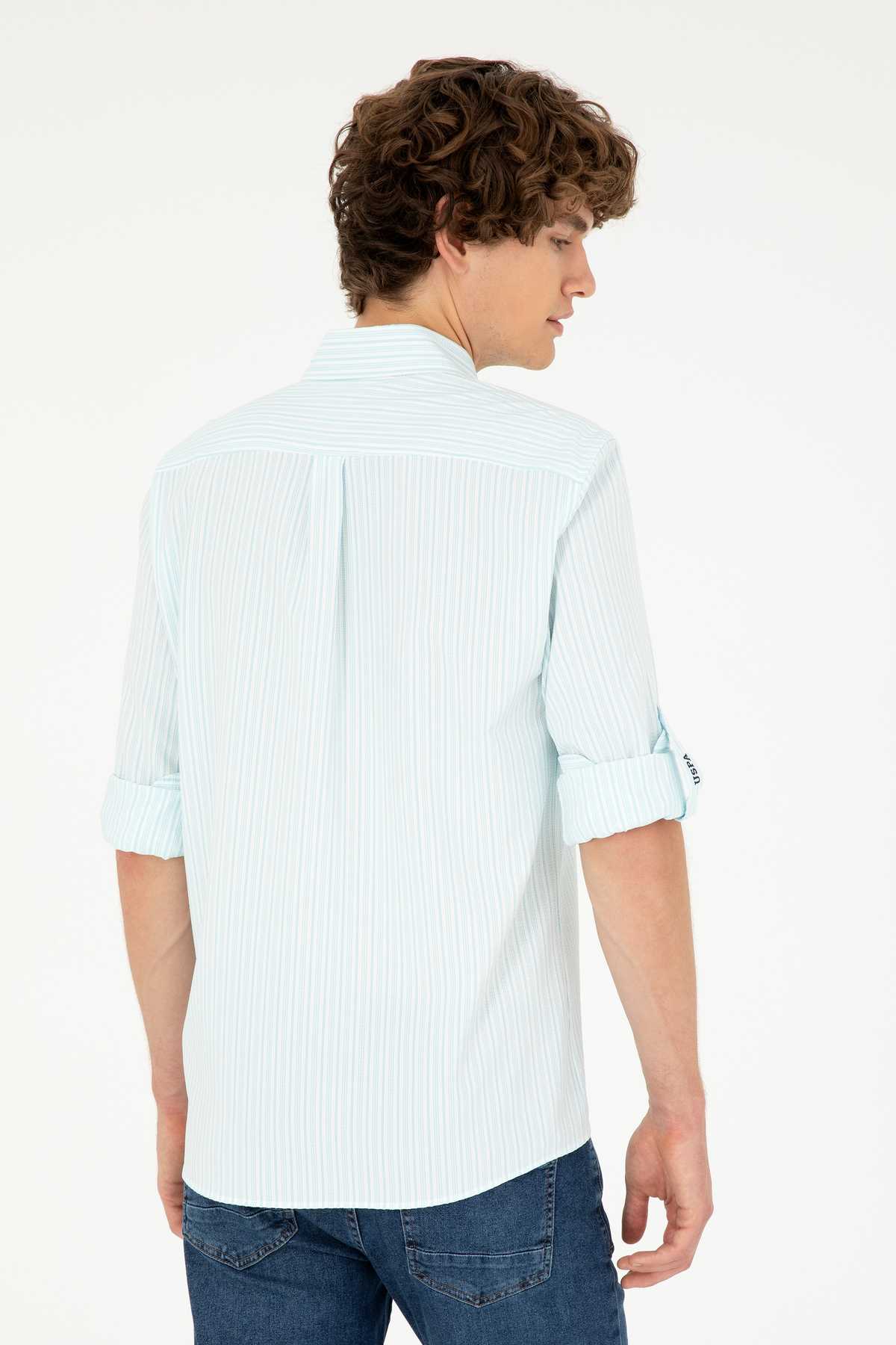 پیراهن آستین بلند مردانه آبی آبی 50288675-VR083