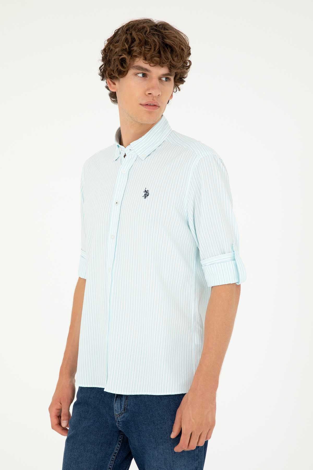 پیراهن آستین بلند مردانه آبی آبی 50288675-VR083