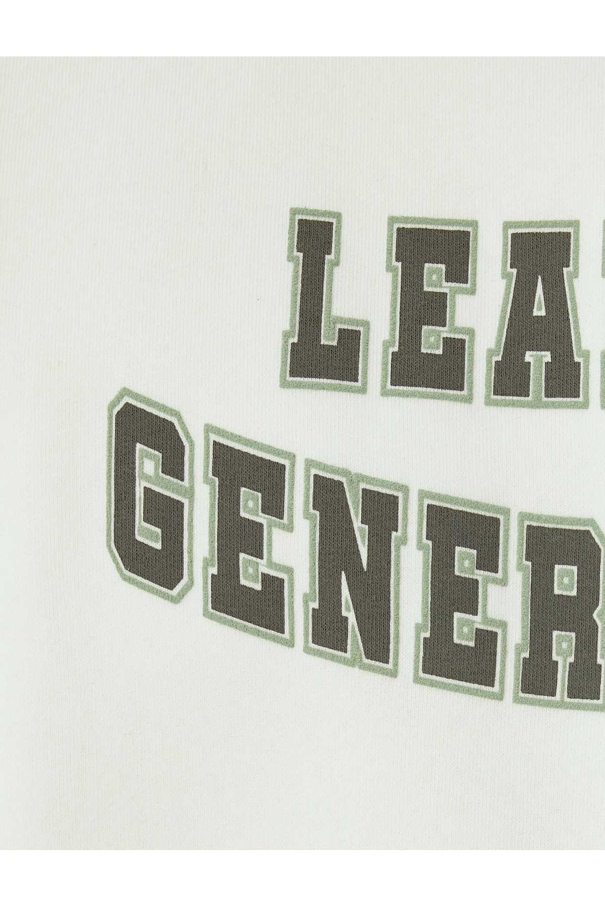 سویشرت چاپ شده با شعار یقه خدمه رنگ بلوک شده باکسی برآمده پنبه ای ترکیبی