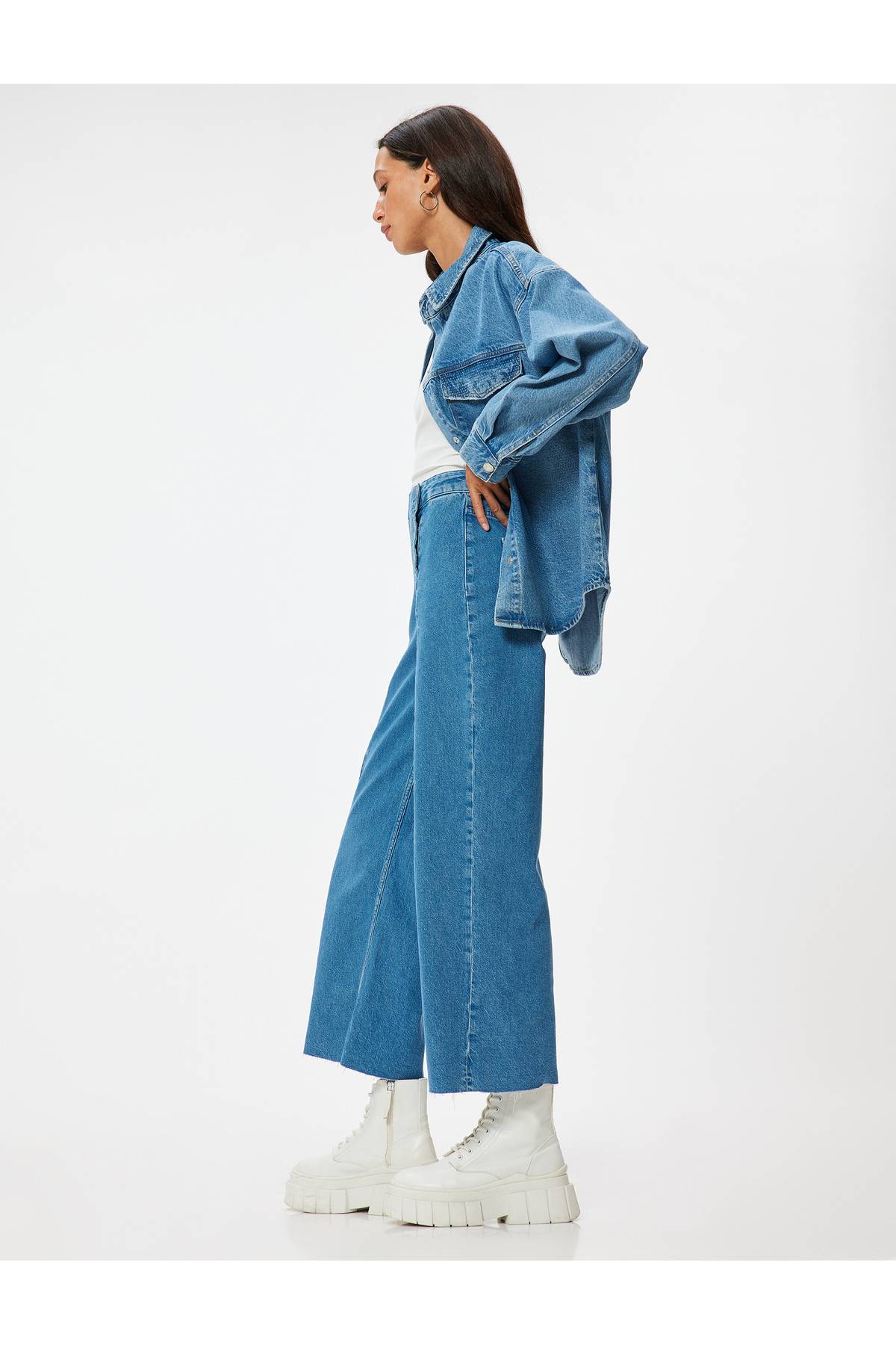 شلوار جین پهن بریده کمر بلند - جین ساندرا