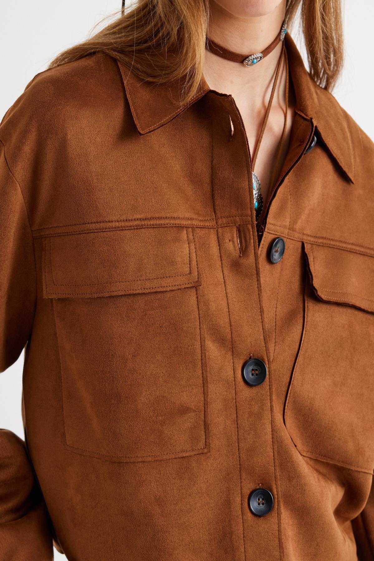 کت زنانه قهوه ای روشن