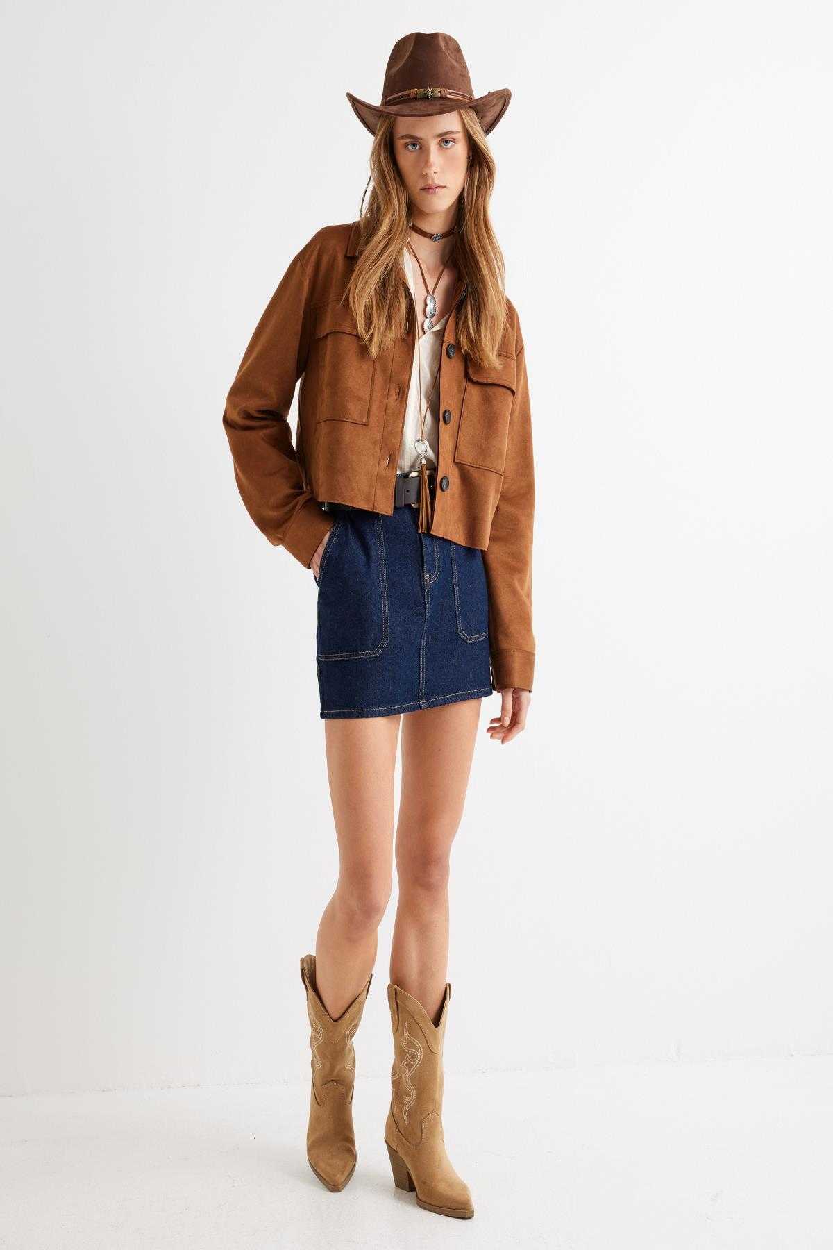 کت زنانه قهوه ای روشن