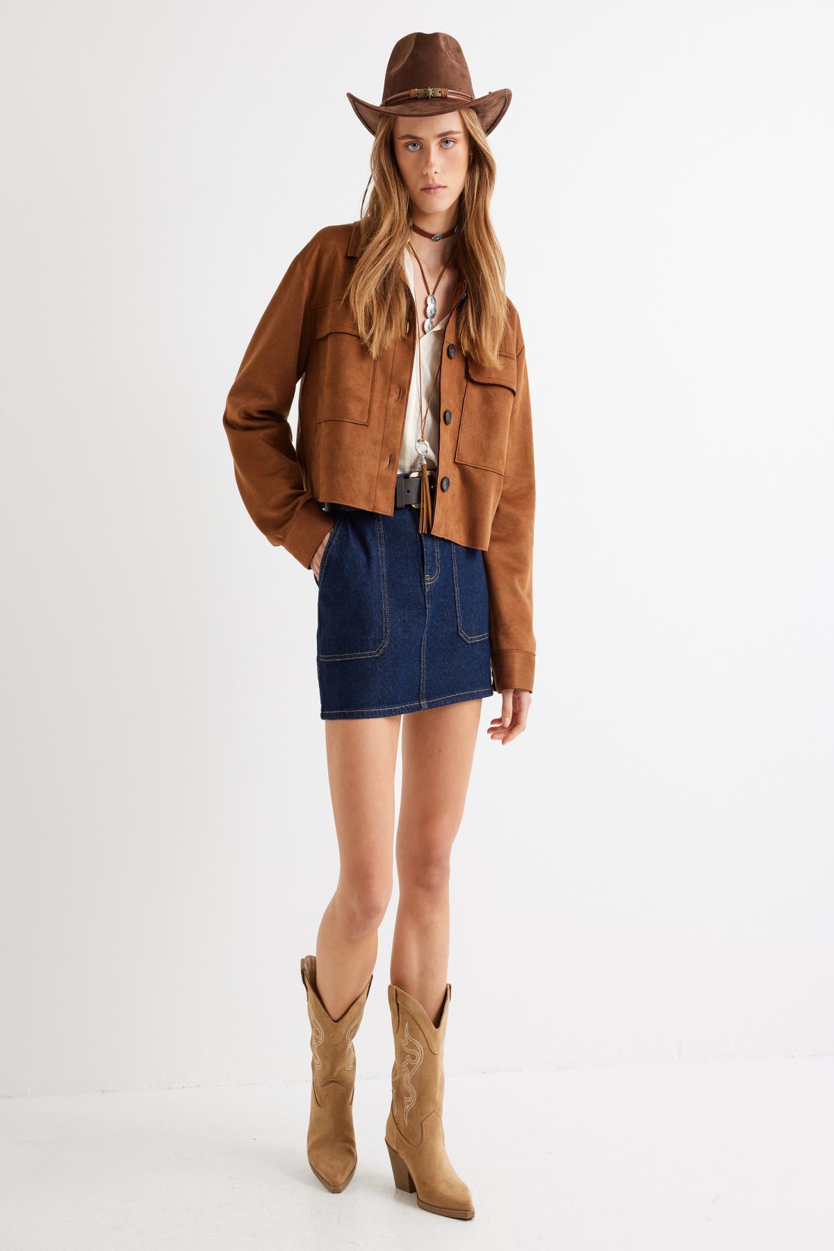 کت زنانه قهوه ای روشن