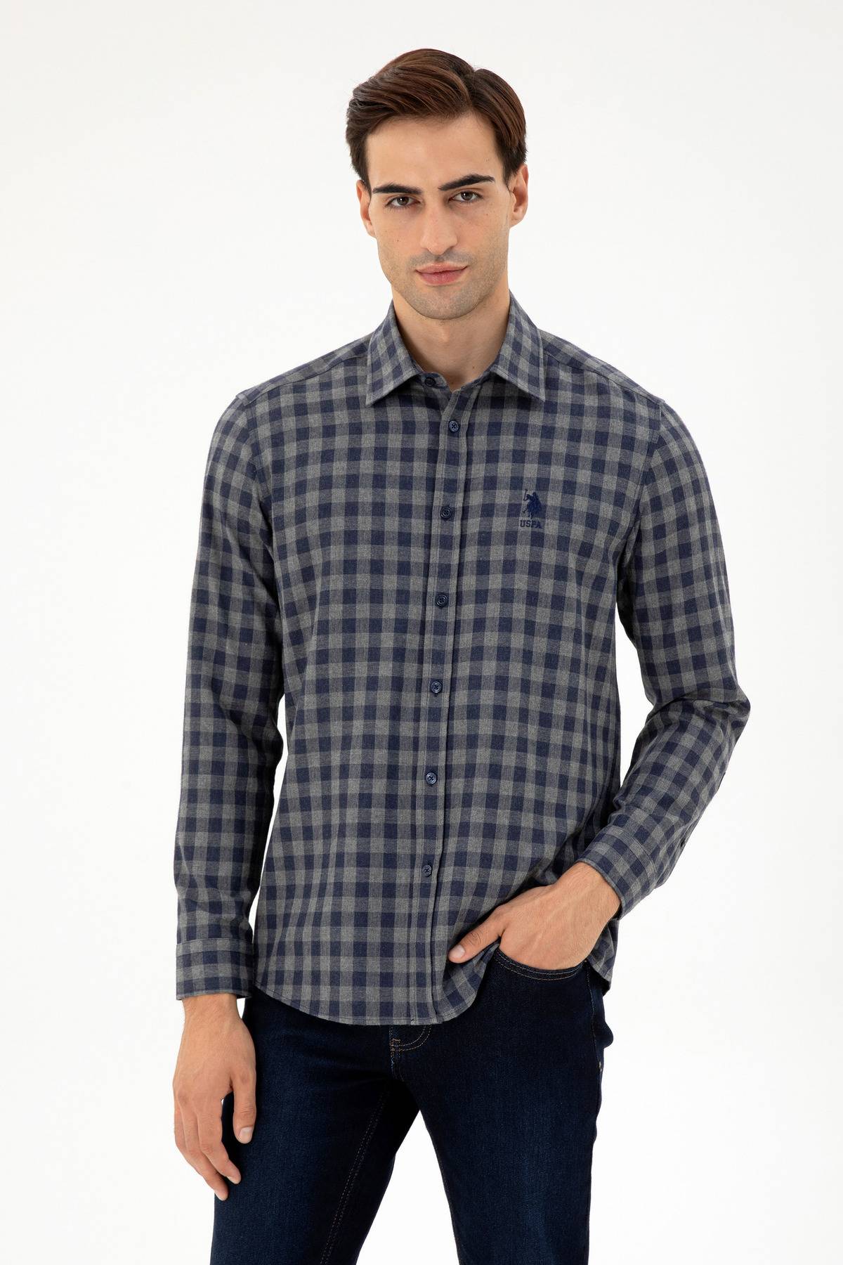 پیراهن آستین بلند مردانه آنتراسیت 50296607-VR006