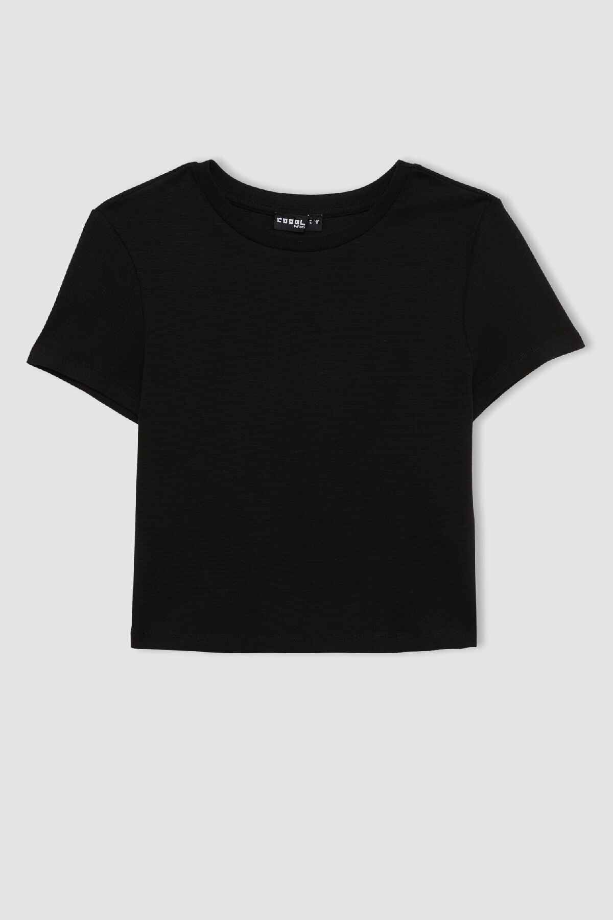 تیشرت آستین کوتاه ساده ساده با یقه خدمه آجدار T9631az24au