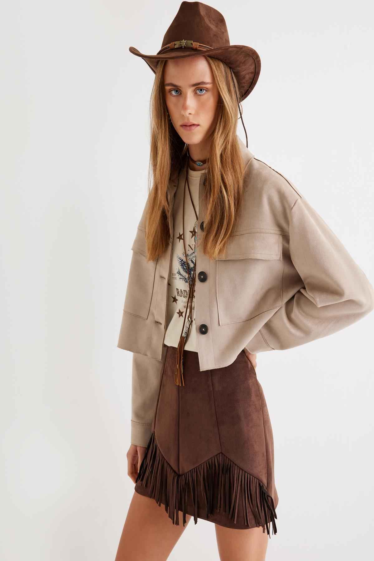 کت زنانه قهوه ای روشن