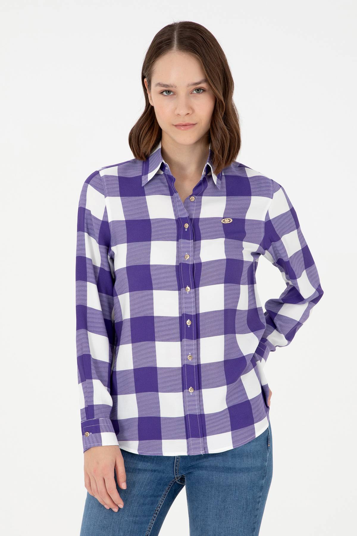 پیراهن آستین بلند بنفش زن 50291096-VR038