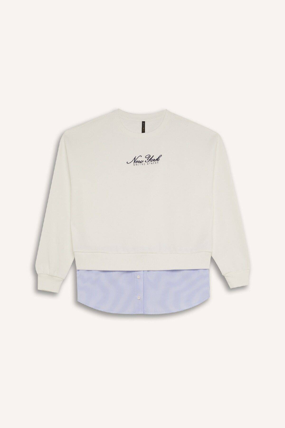 سویشرت یقهای Relax Fit با چاپ جزئیات ضخیم D9806ax24wn