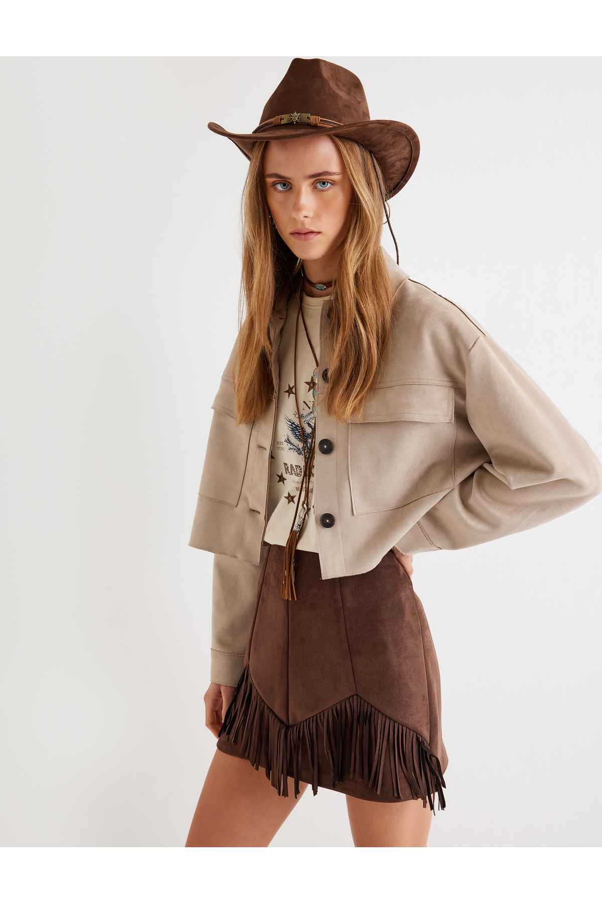 کت زنانه قهوه ای روشن